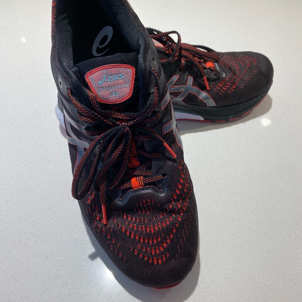 ASICS Men's Extra Wide Black and Red Athletic Shoes